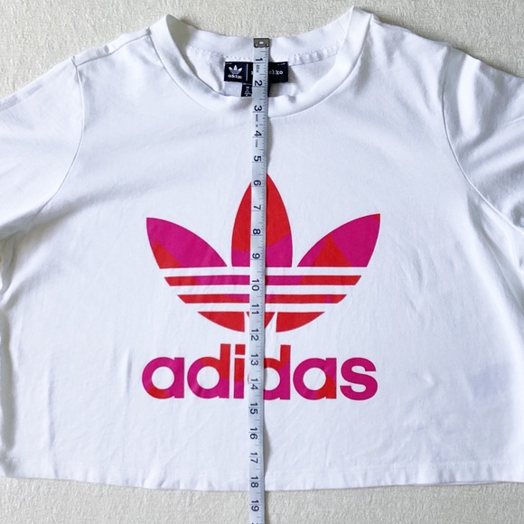 Adidas X Merimekko Trefoil Infill Cropped Tee Woman’s XL Cuffed Short Sleeves - Picture 14 of 16